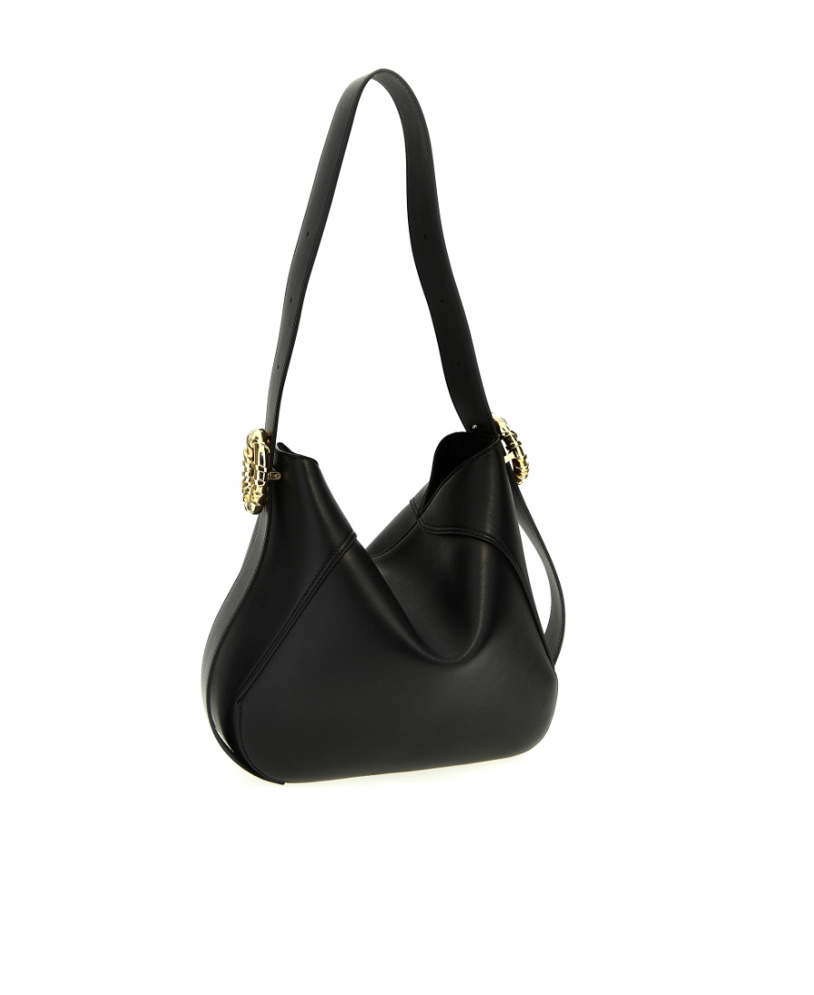 Shop Lanvin Melodie Leather Shoulder Bag In Black