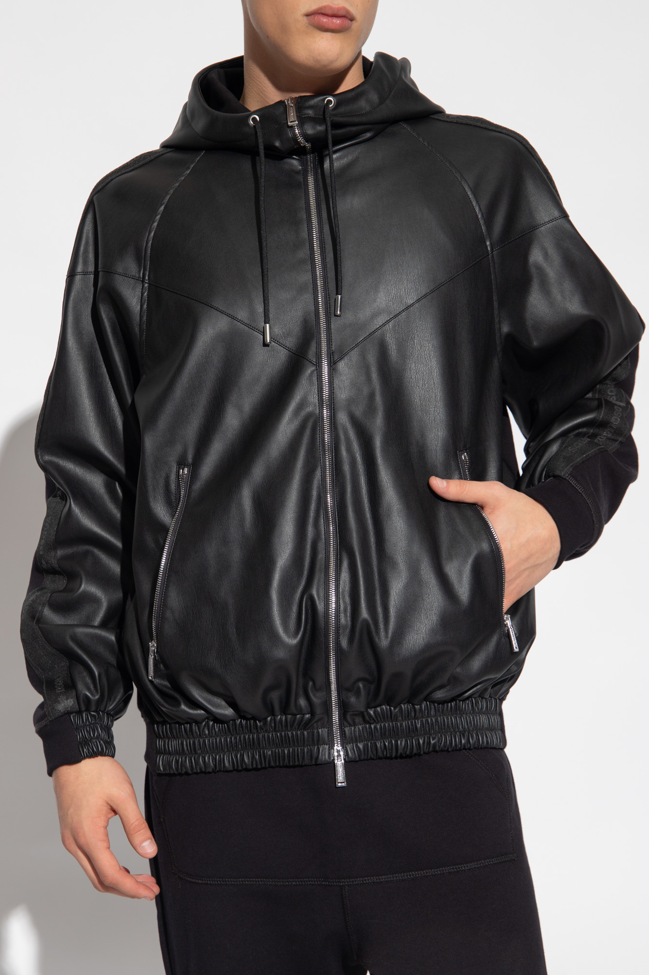 Dsquared2 Hybrid Swag Logo-embellished Panelled Jacket In Black