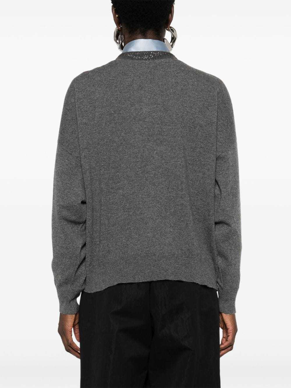 Brunello Cucinelli Knitted Cashmere V-neck Sweater With Ribbed Cuffs In Black