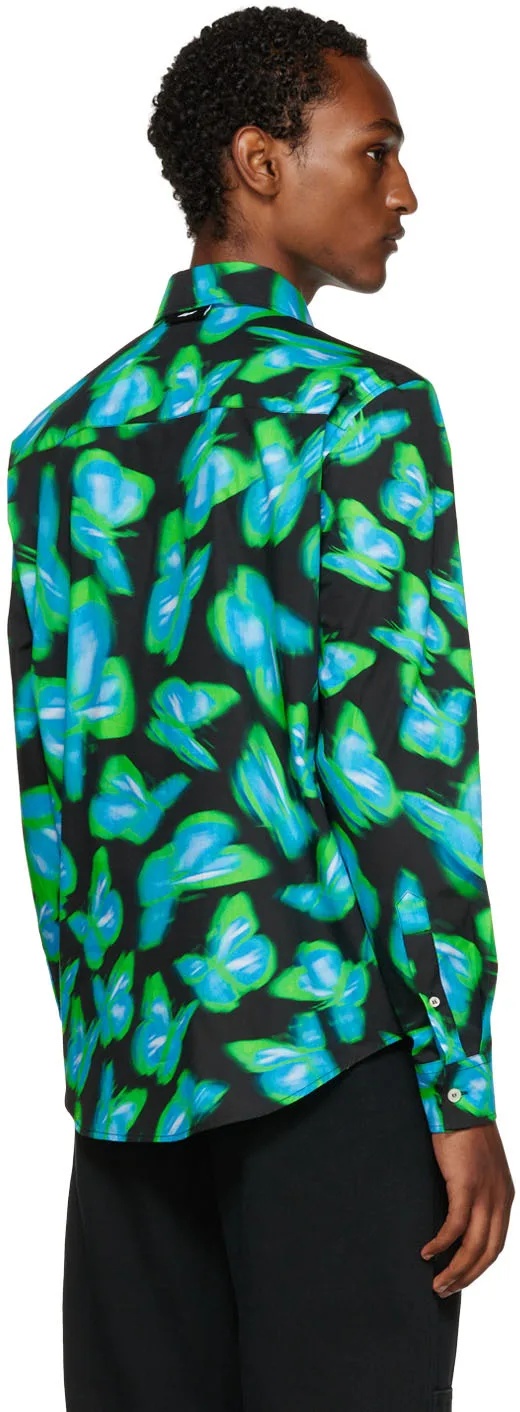 Msgm Butterfly Print Shirt In Green