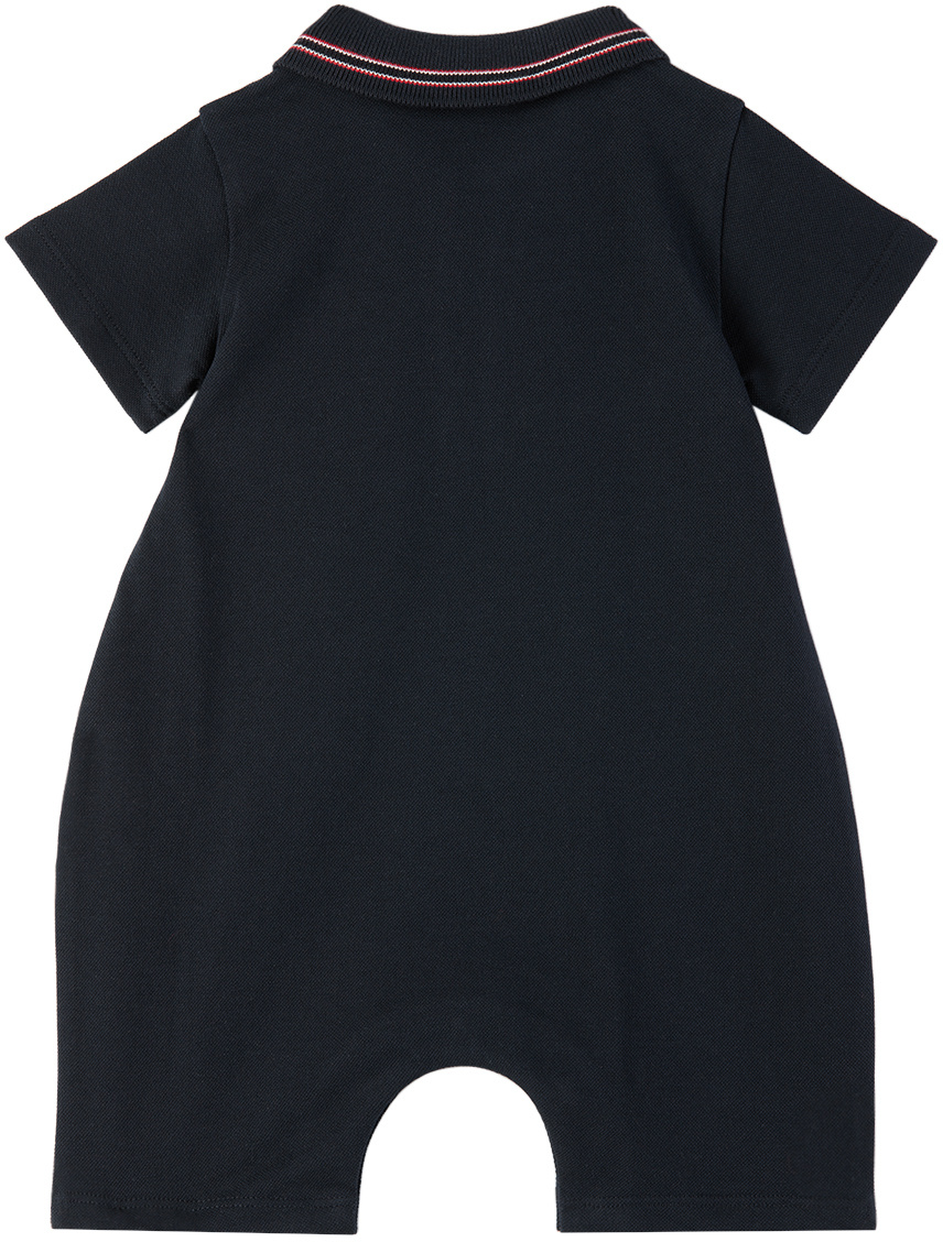Moncler Logo Short-sleeved Jumpsuit In Midnight Blue