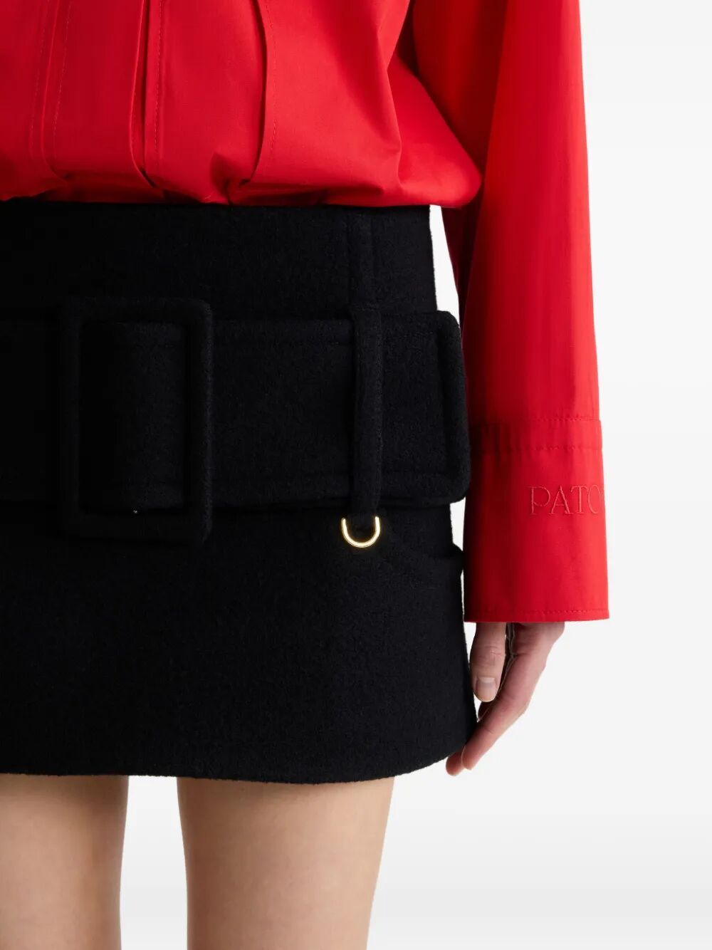 Patou Mini Skirt With Wide Belt And Side Pocket In Black