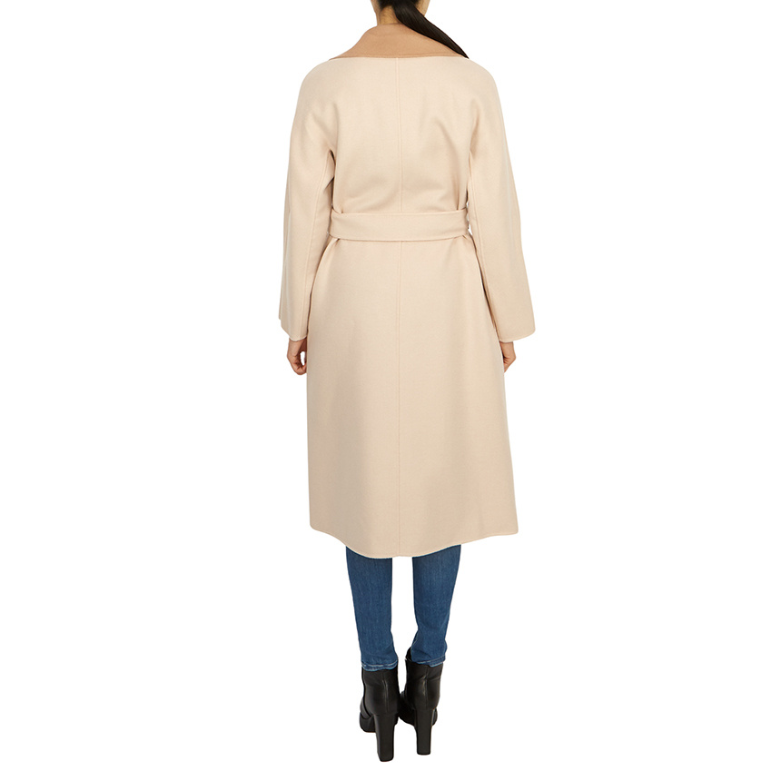 Max Mara Long-sleeved Lace-up Coat In Nude