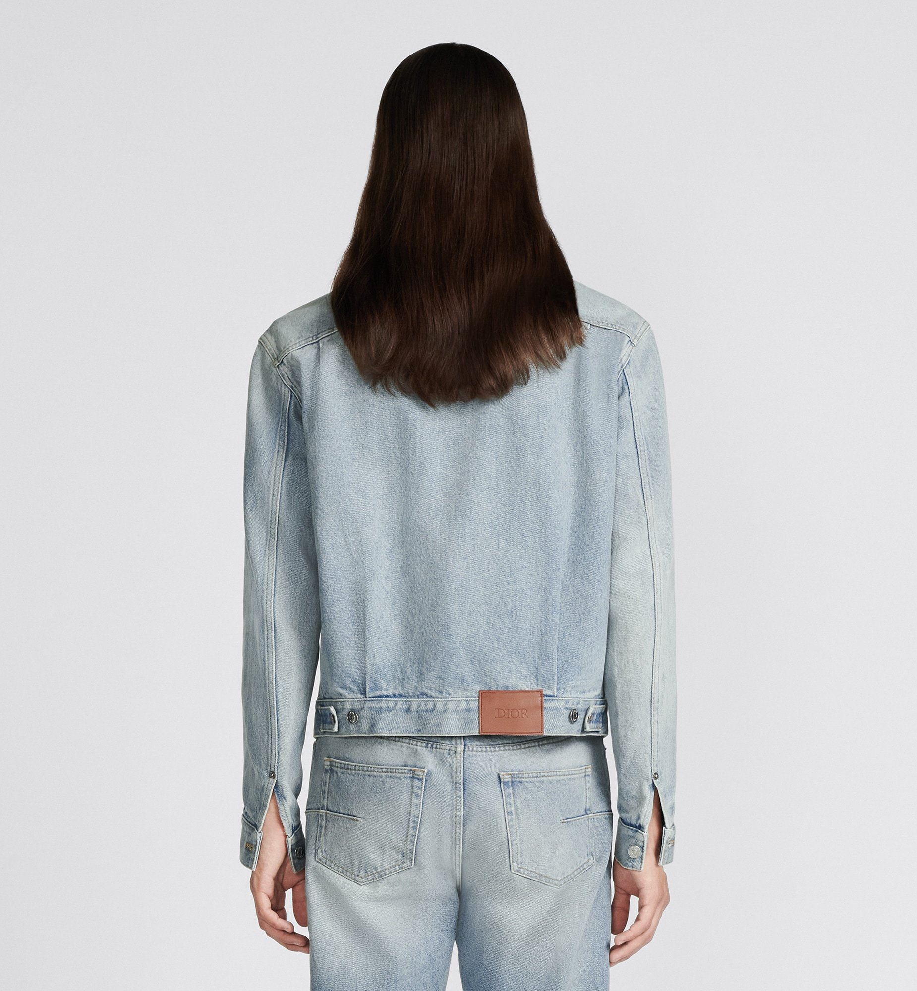Dior Button Long-sleeved Denim Jacket In Gray
