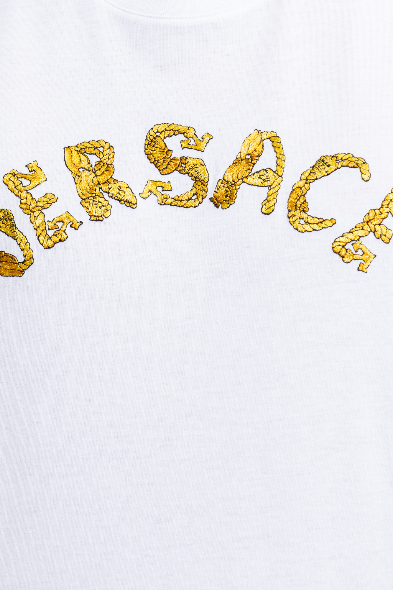 Versace Logo Embroidery T-shirt In White