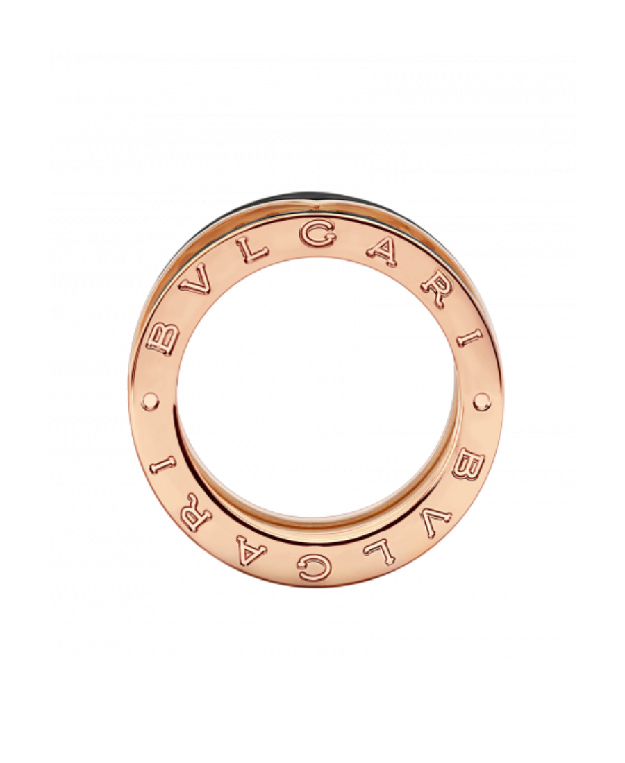 Bvlgari Rose Gold And Ceramic Rings In Yellow