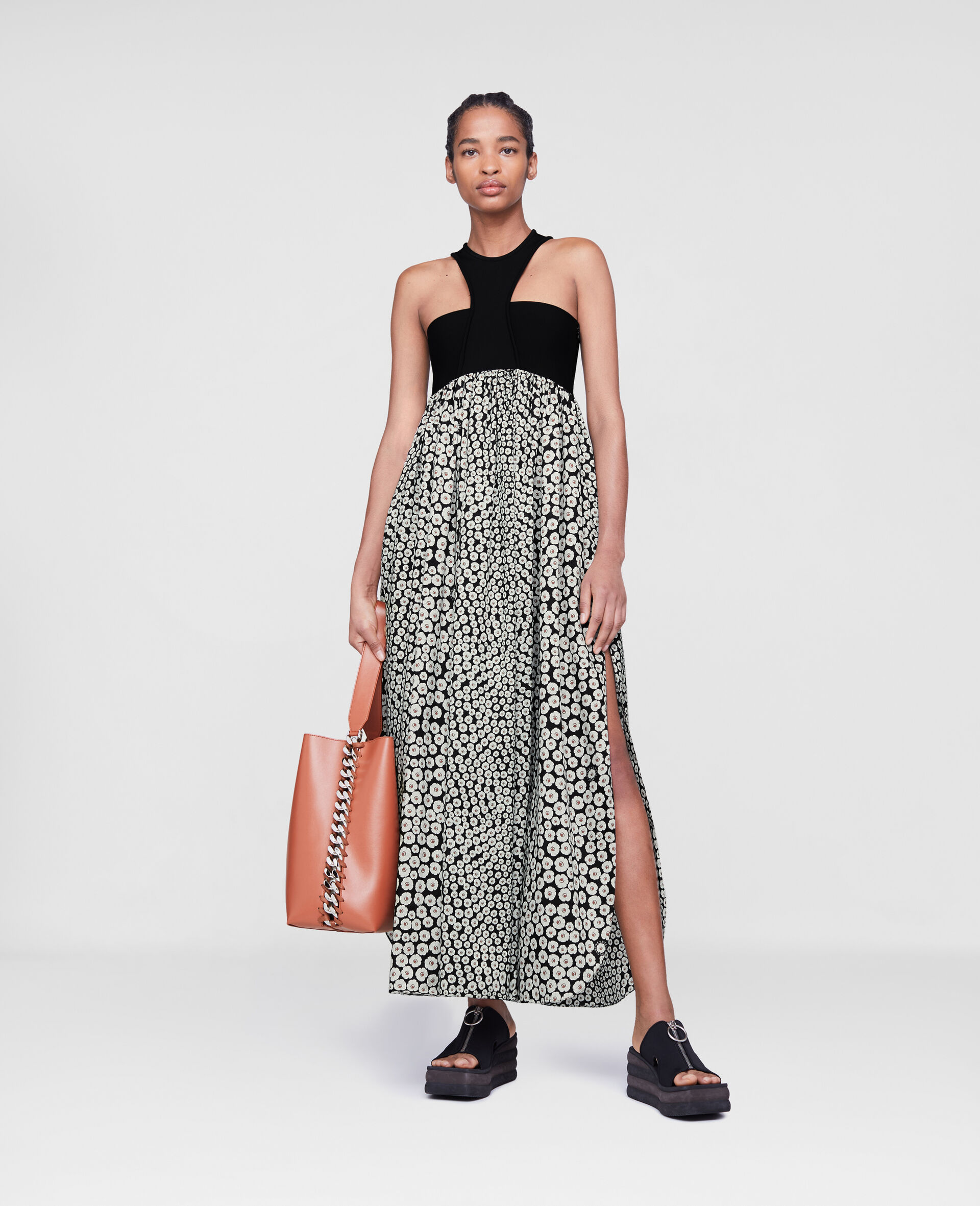 Stella Mccartney Floral Printed Dress In Gray