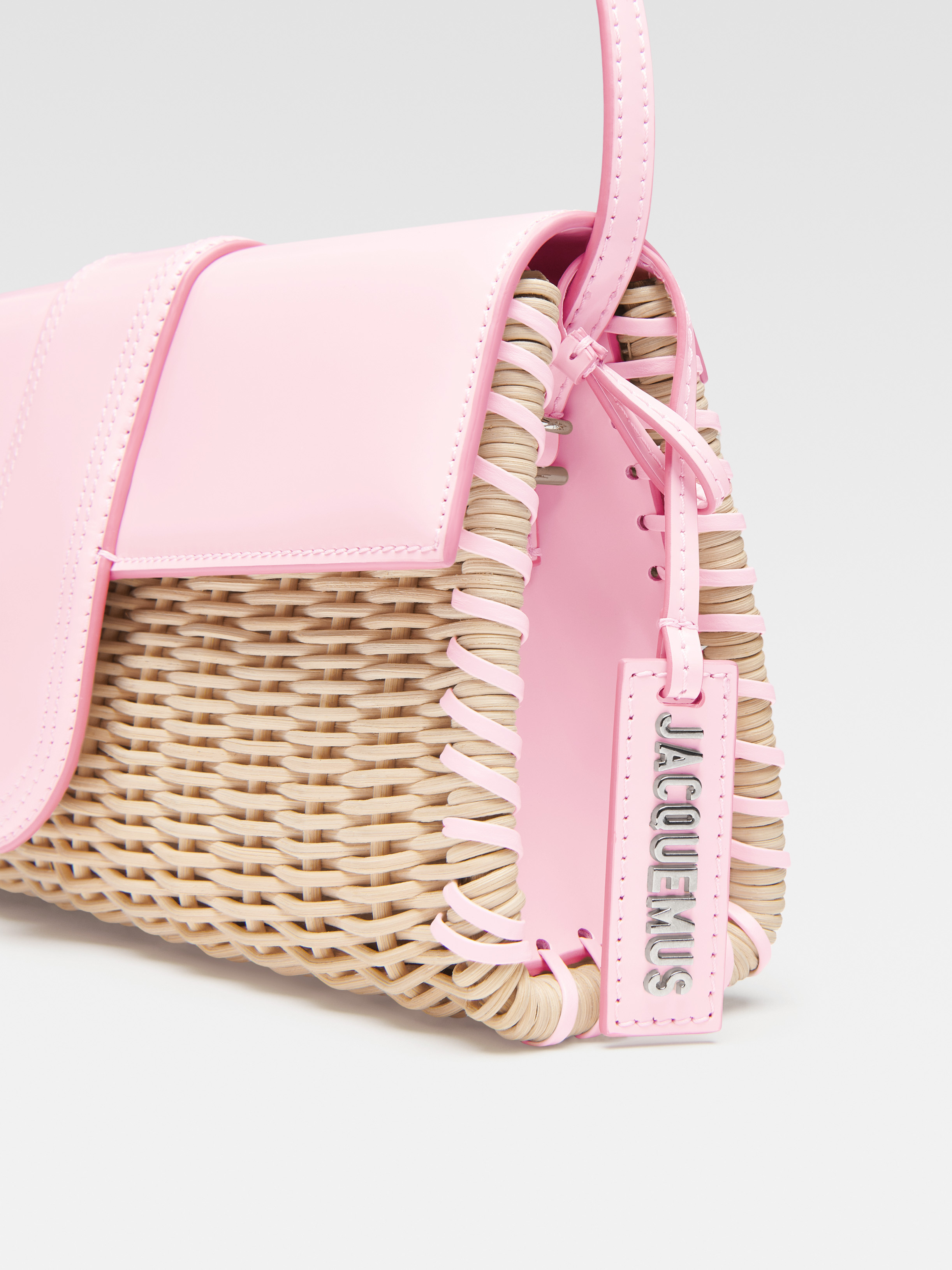 Jacquemus Le Bambino Long Osier Flap Bag In Pink