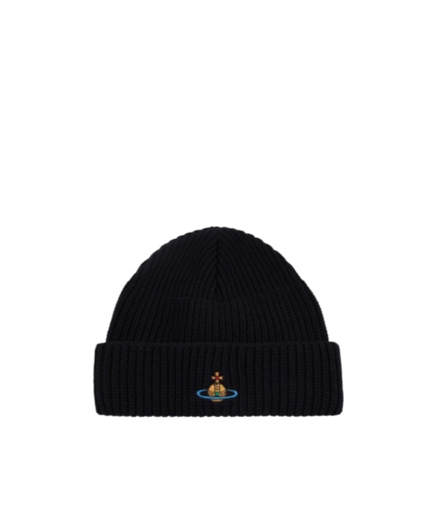 Vivienne Westwood Beanie Hat With Logo In Black