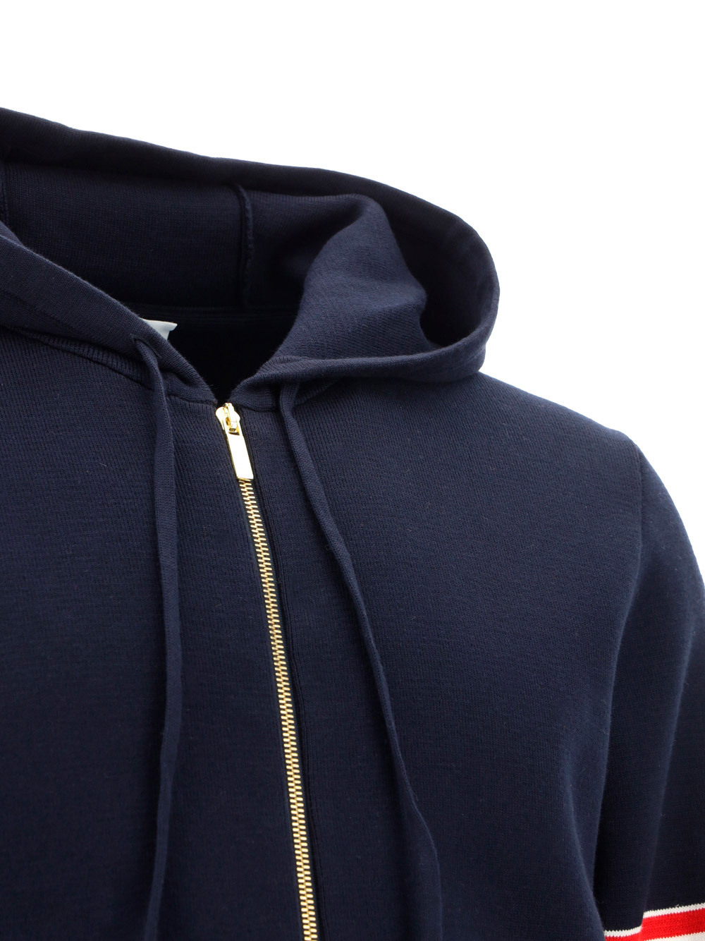 Thom Browne Striped Zip-up Hoodie In Black