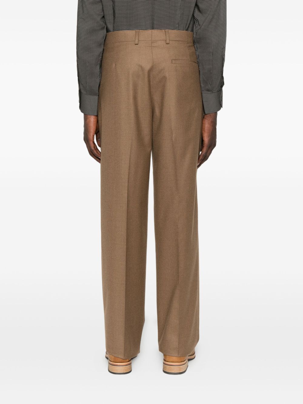 Emporio Armani Tailored Wool Trousers With Pockets And Crease In Brown