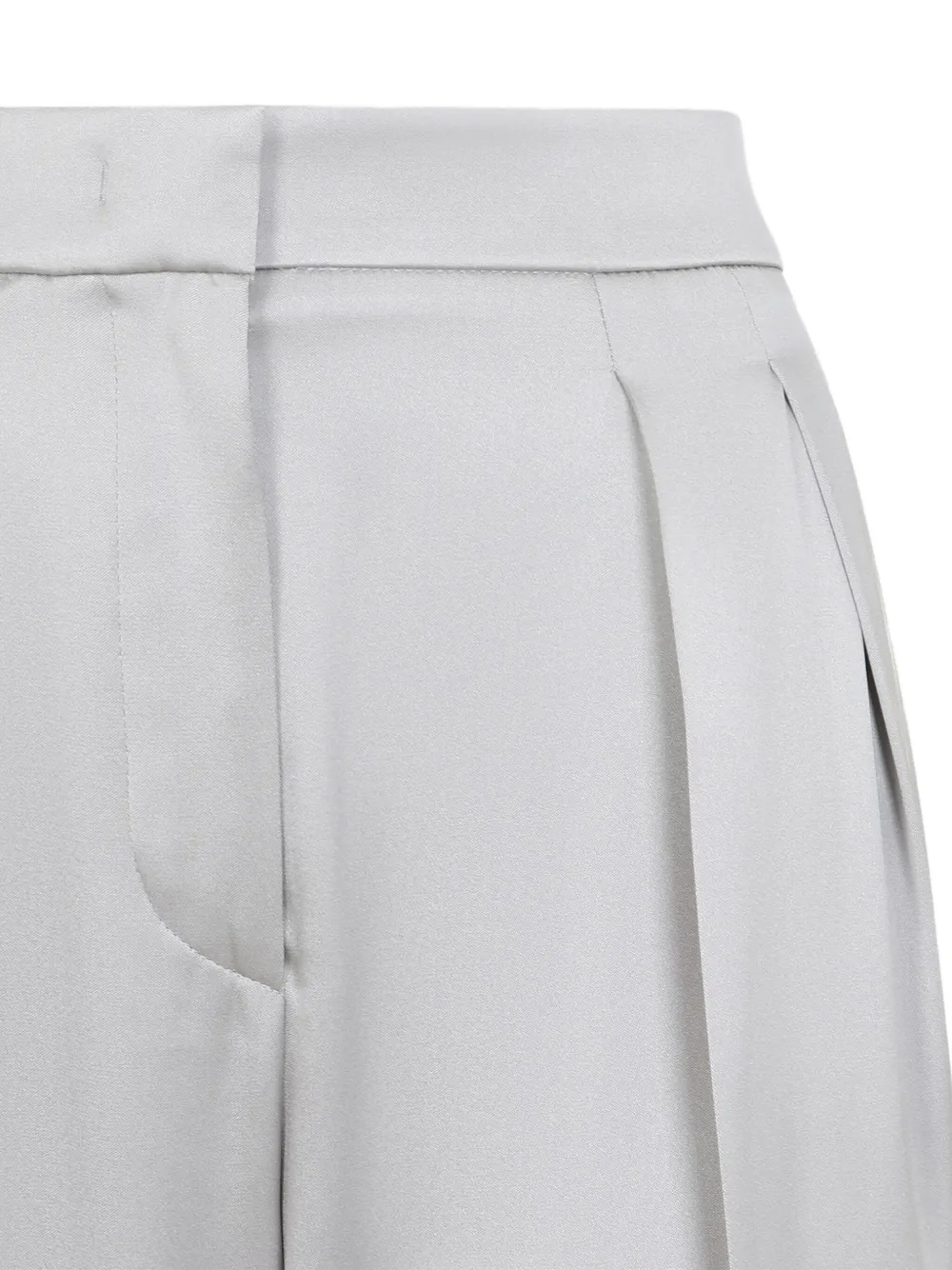 Giorgio Armani Grey Silk Satin Trousers With Double Pleats In Gray