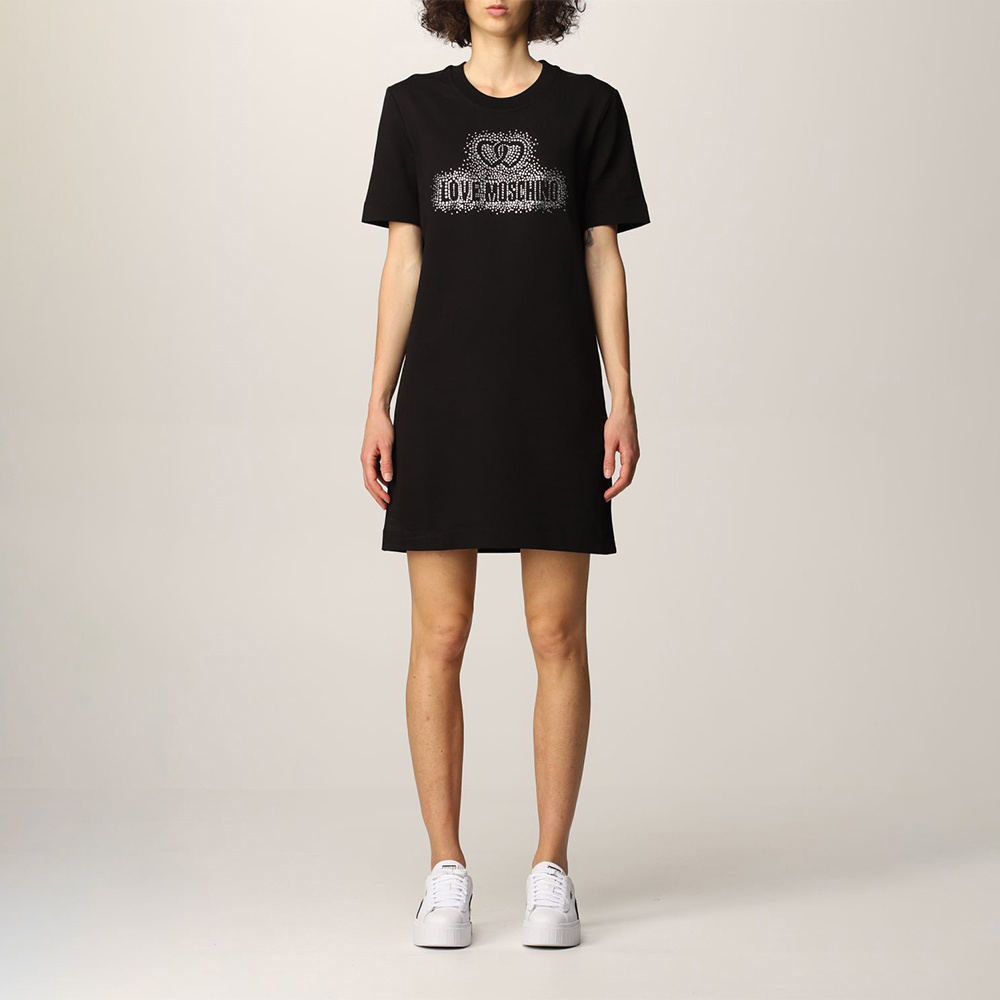 Moschino Logo T-shirt Dress In Black