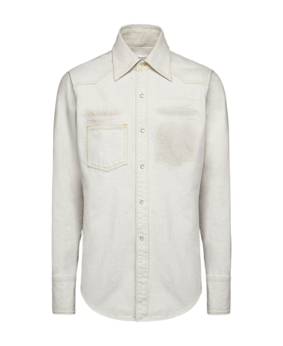 Maison Margiela Cotton Denim Shirt In White