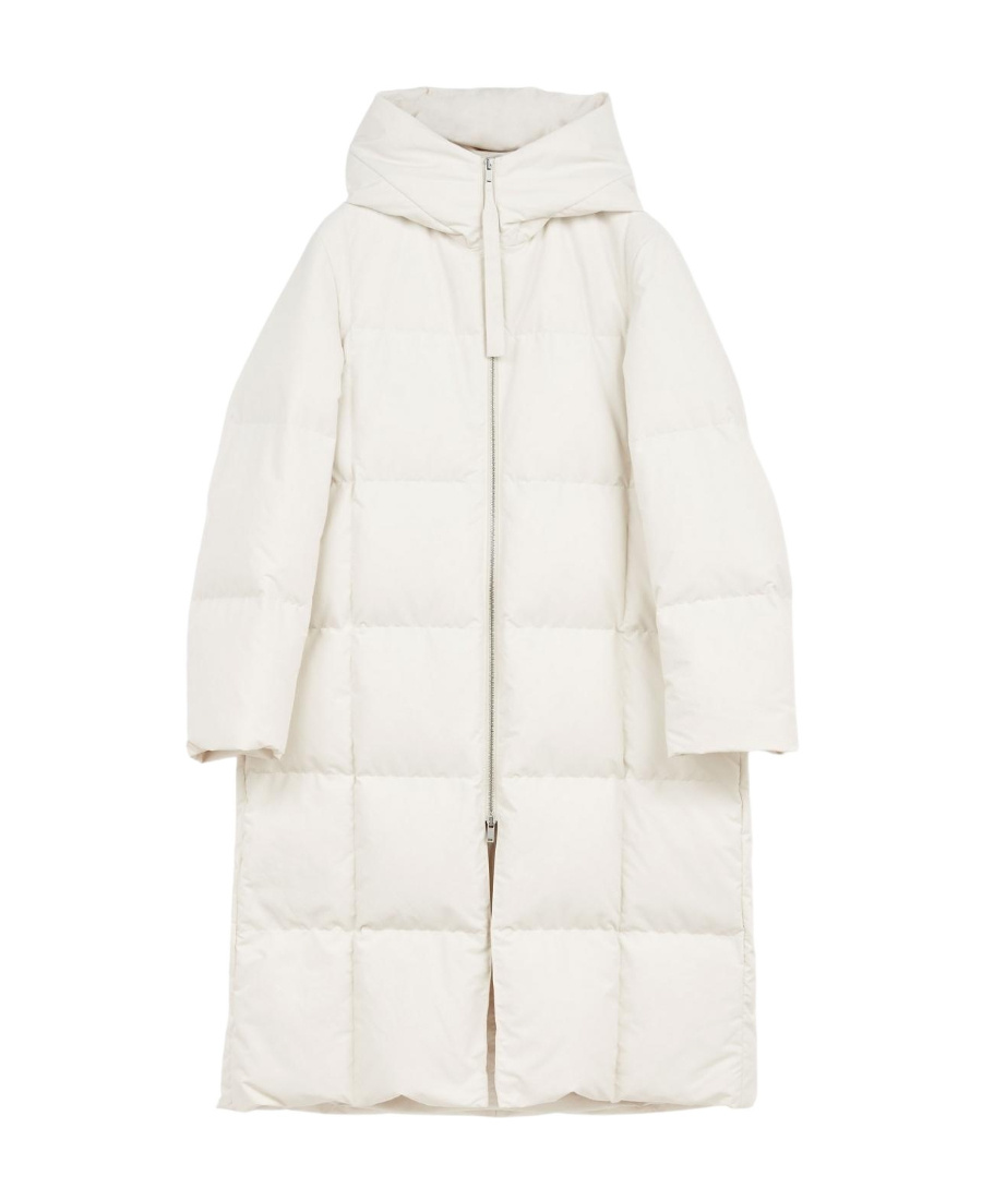 Jil Sander Quilted Long Down Jacket In White
