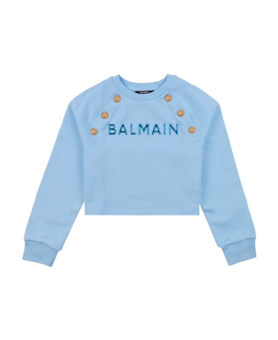 Balmain 3d-logo Cotton Sweatshirt In Blue