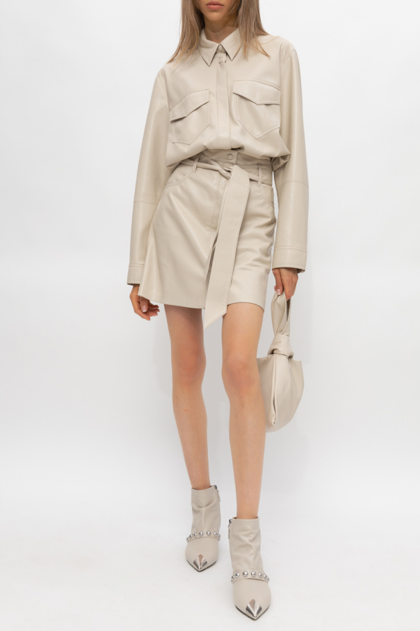 Nanushka A-line Belted Mini Skirt In Nude