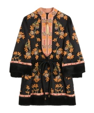 Valentino Abito Corto In Doppia Duchesse Lavata Ricamato In Black