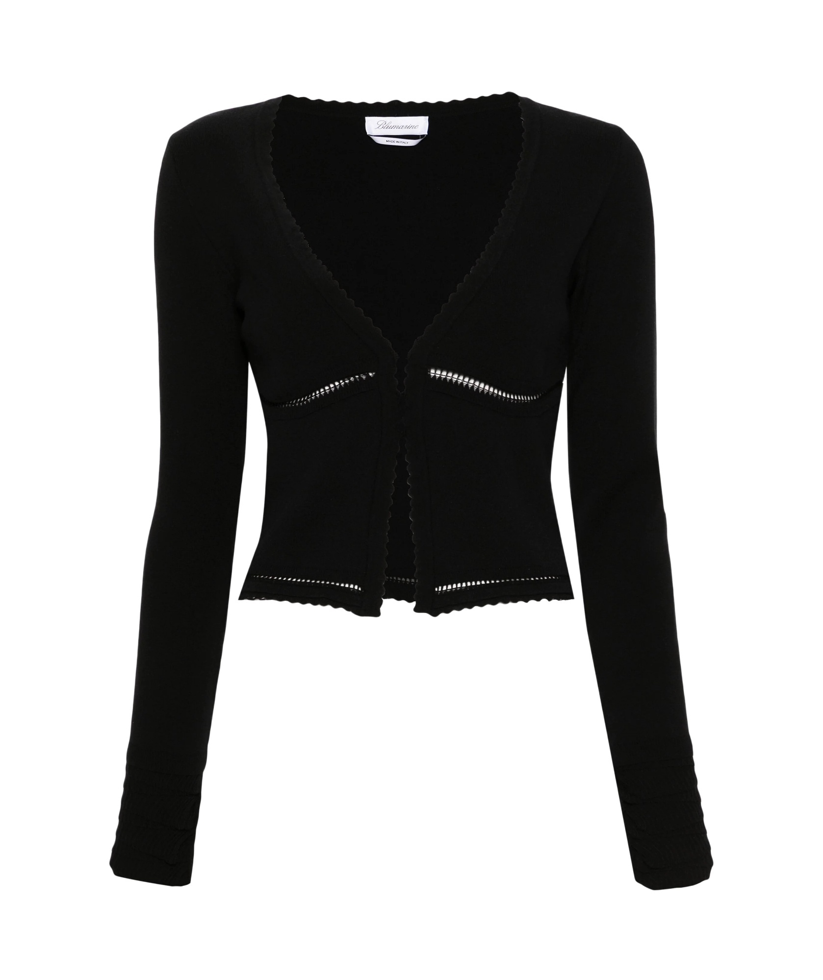 Blumarine Knit V-neck Cropped Cardigan In Black