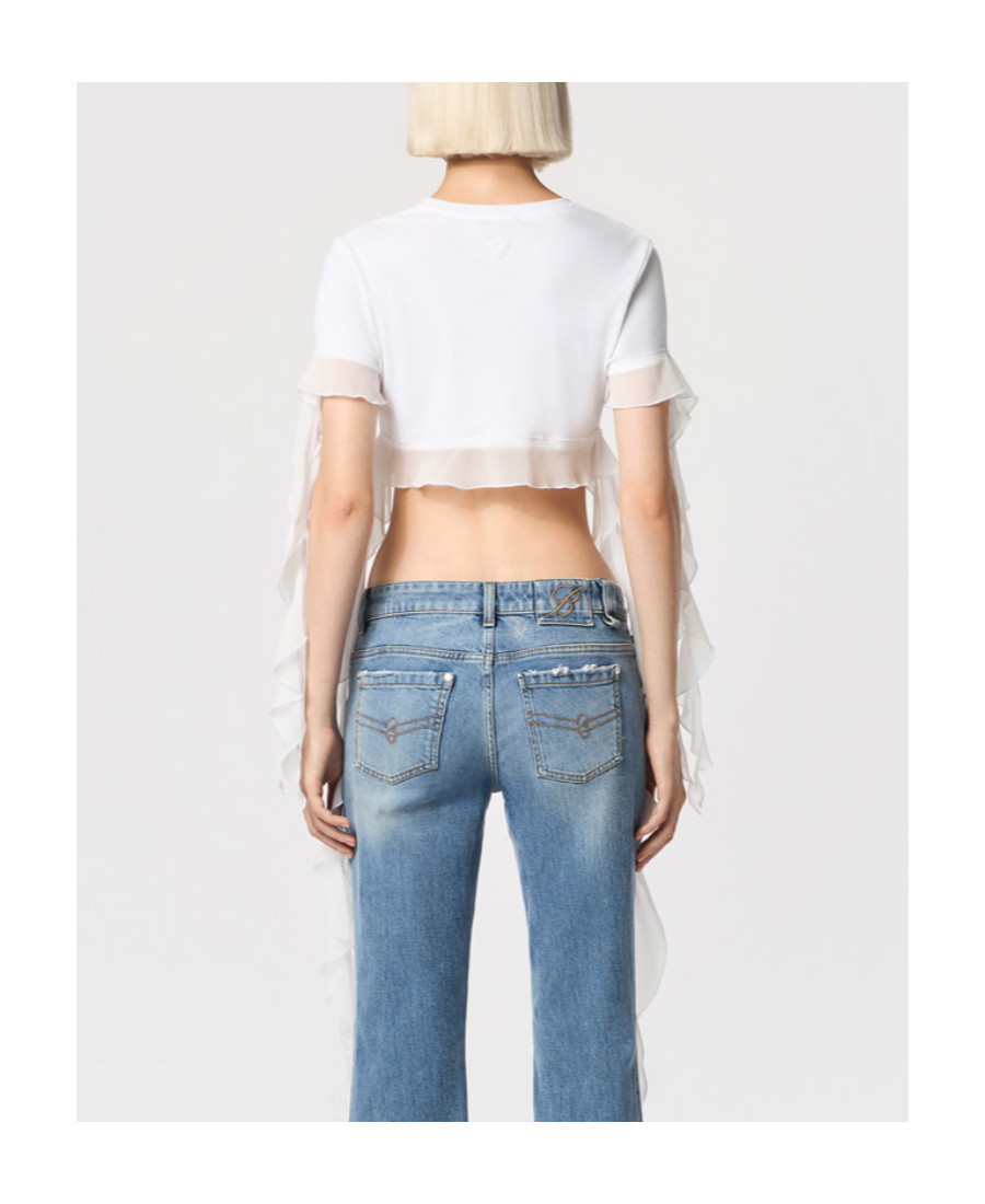 Blumarine T-shirt With Flounces And Ruffles In White