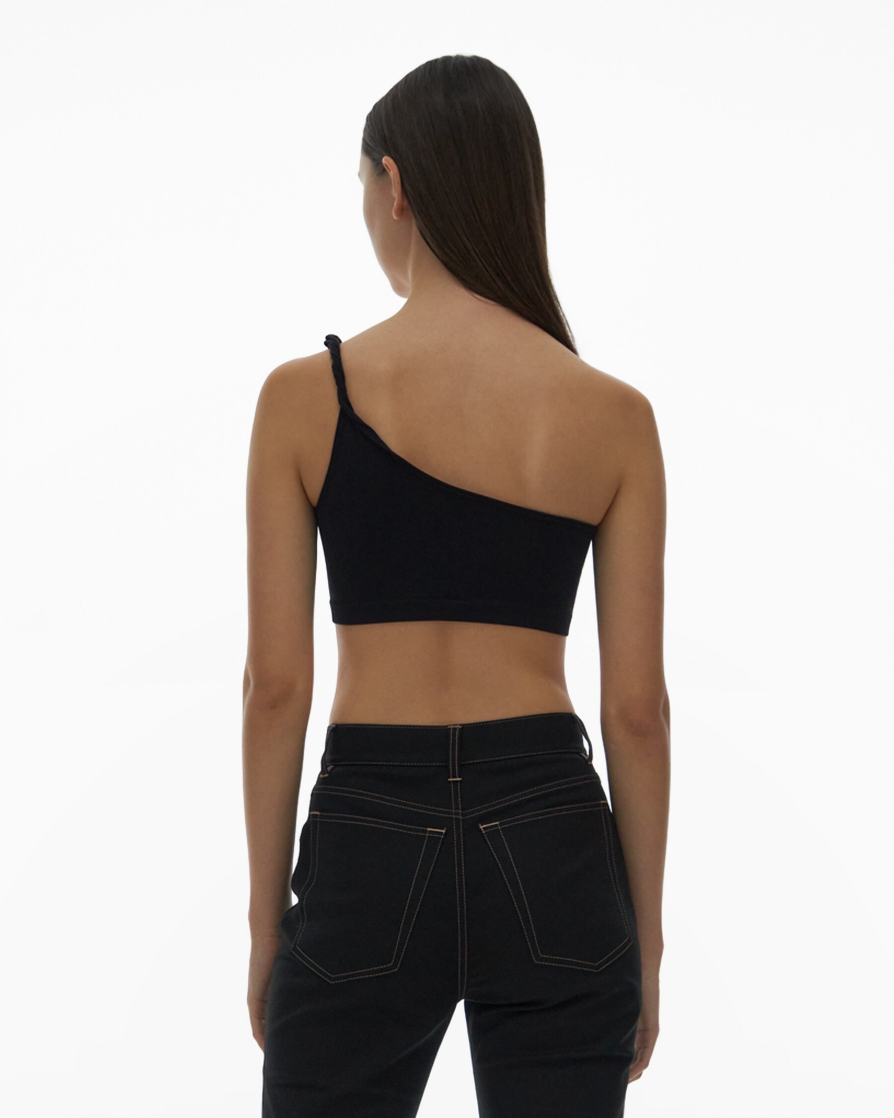 Helmut Lang Asymmetric One-shoulder Top In Black