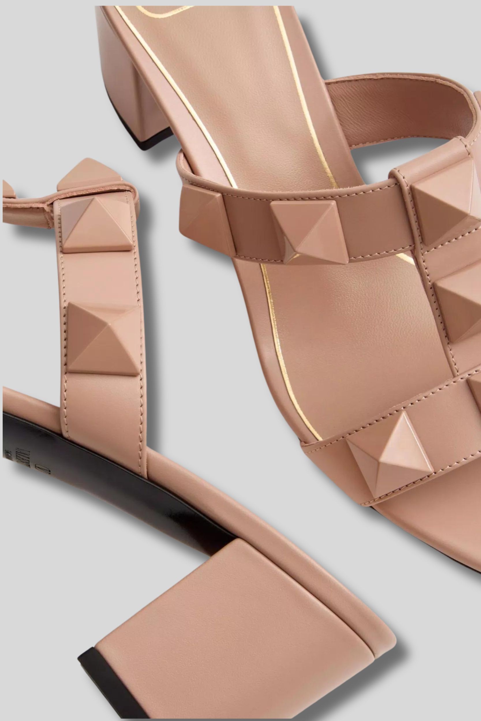 Valentino Rivet High-heeled Sandals In Nude