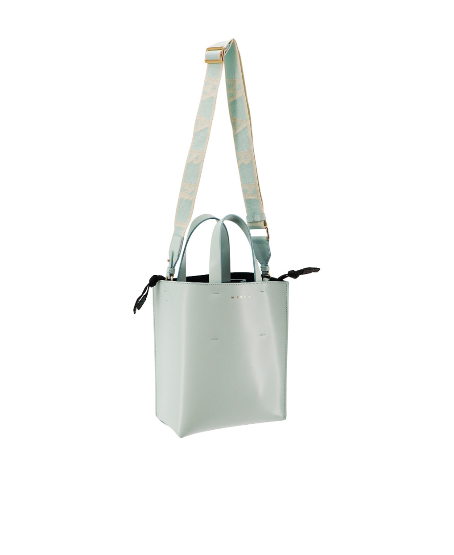 Marni Museo Mini Bag In Light Blue Leather In Green