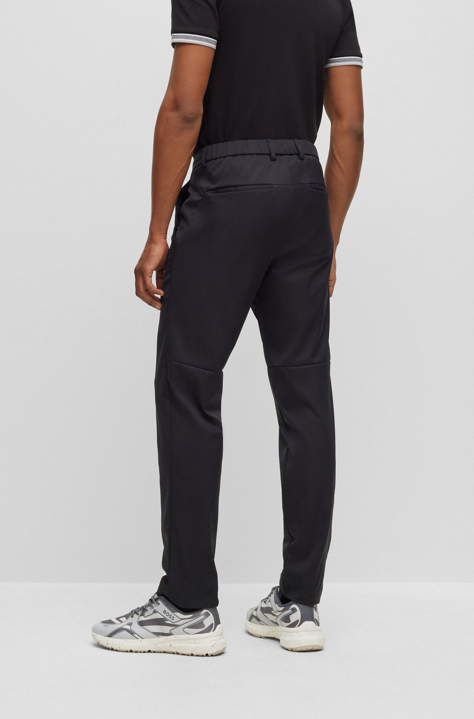 Hugo Boss Tapered-leg Chino Trousers In Black