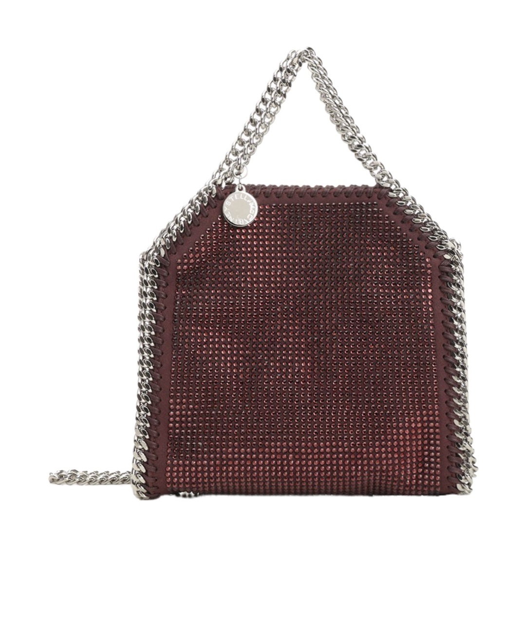 Stella Mccartney Falabella Tiny Bag Crystal Hotfix On Alter Suede Crossbody Bags Bordeaux