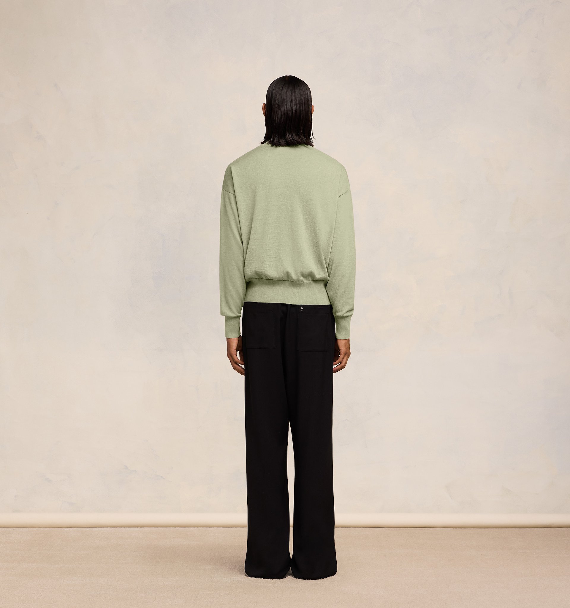 Ami Alexandre Mattiussi Embroidered Wool Sweater In Nude