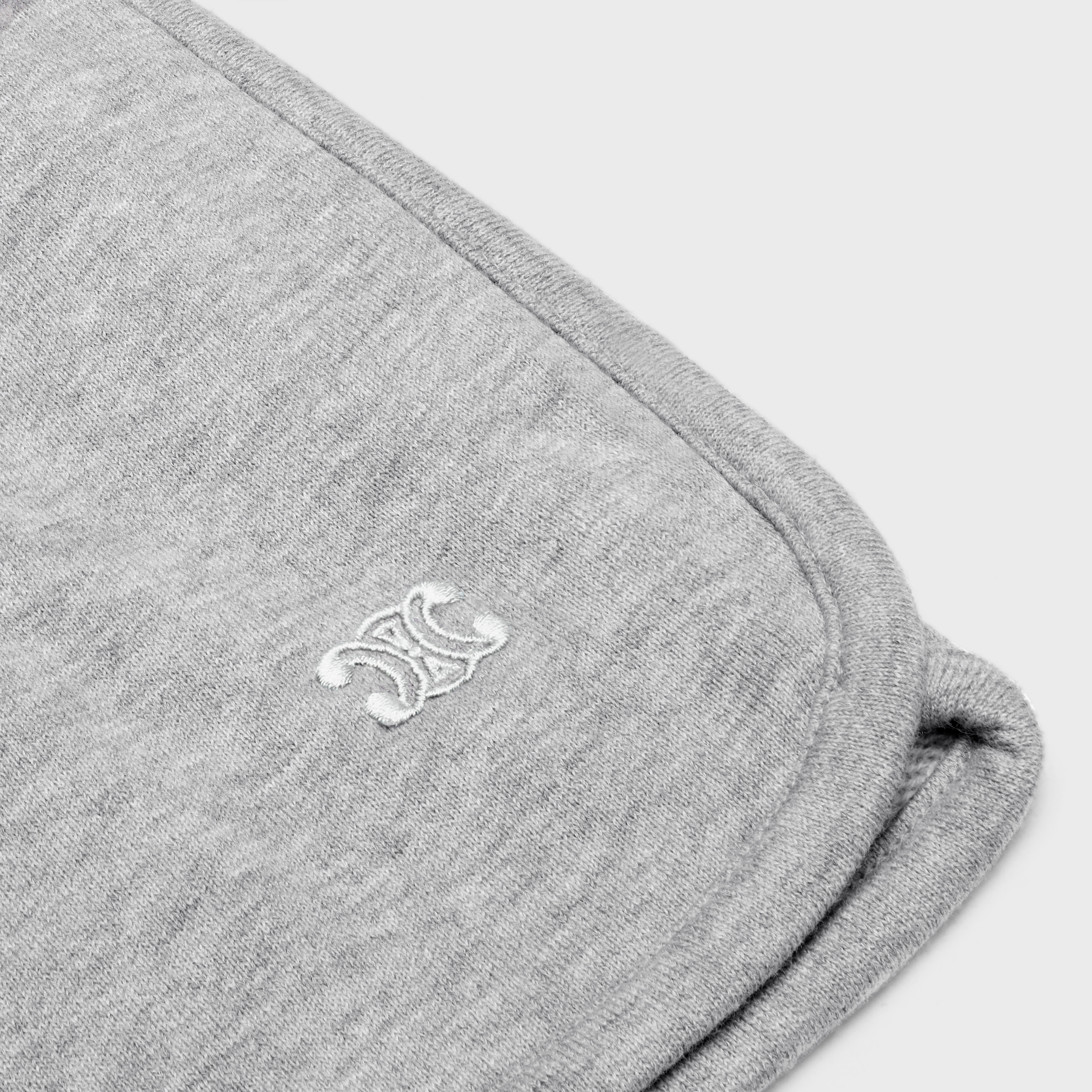 Shop Celine Triomphe Mini Shorts In Cotton And Cashmere In Gray