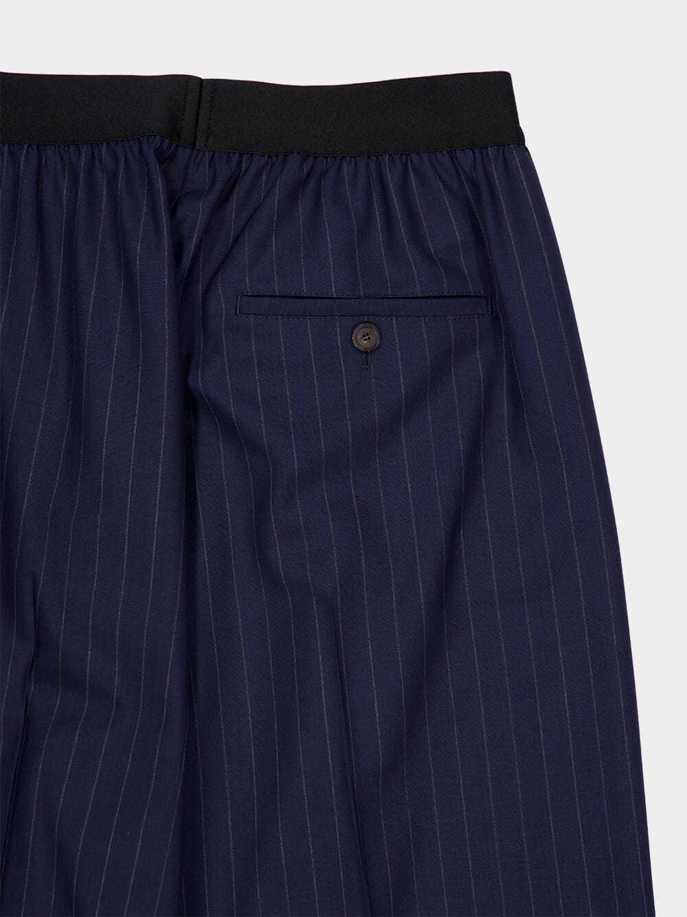 Balenciaga Straight-fit Pinstripe Trousers In Dark Navy