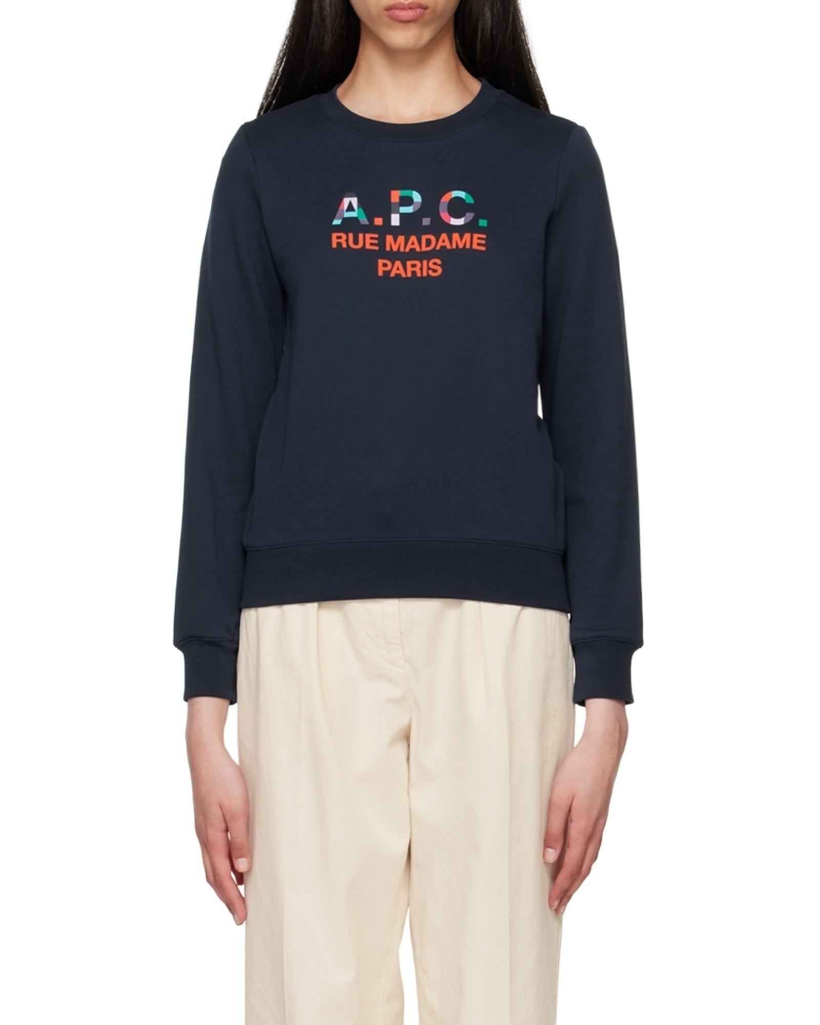 Shop Apc Logo-print Crew Neck Jumper In Black