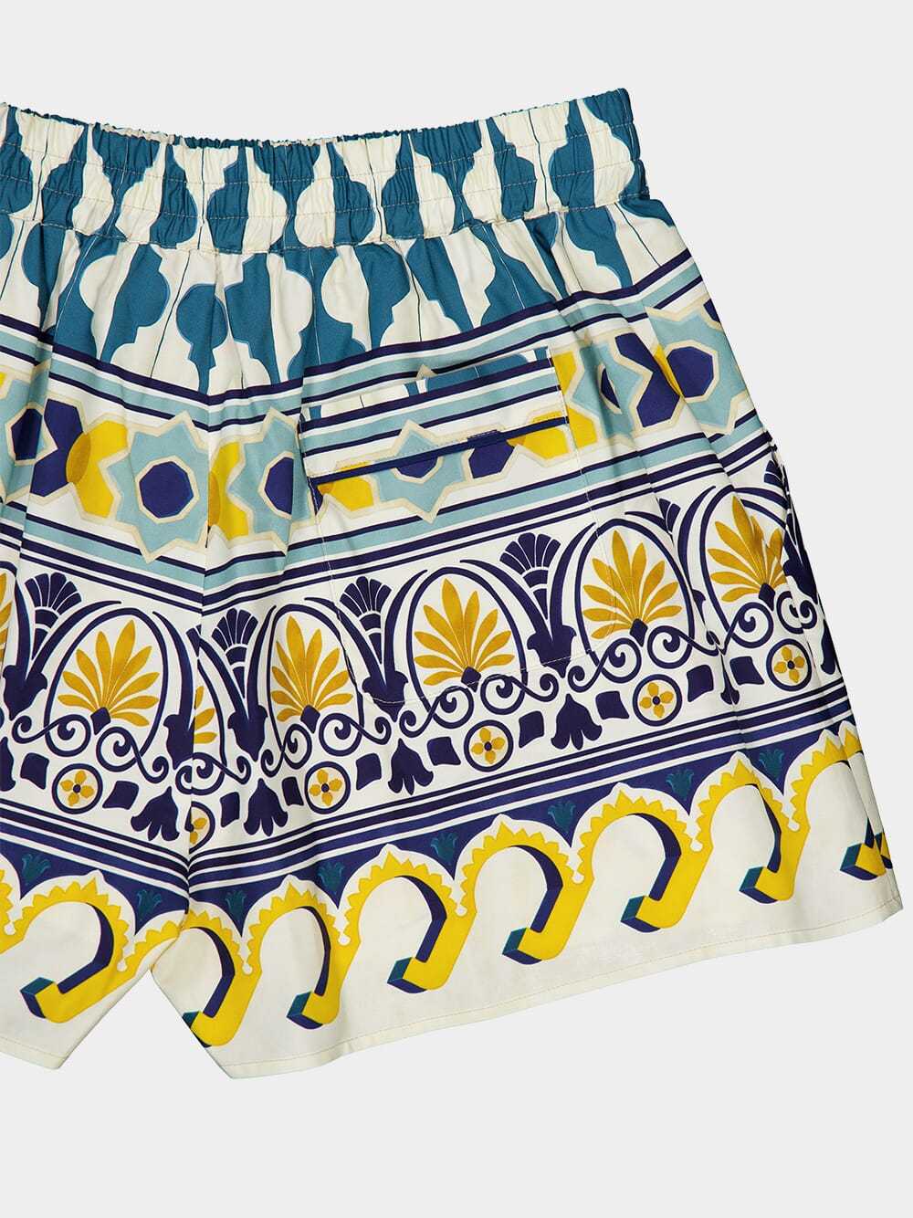 La Doublej Abstract-pattern Cotton Shorts In Multicolor