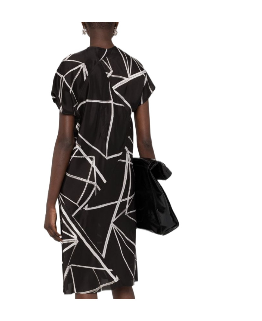 Rick Owens Geometric-print Wrap Dress In Black