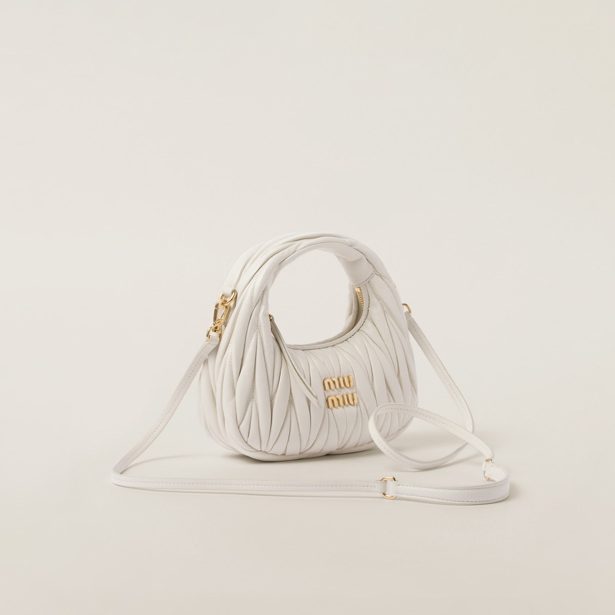 Miu Miu Miu Wander Matelassé Nappa Leather Hobo Mini-bag