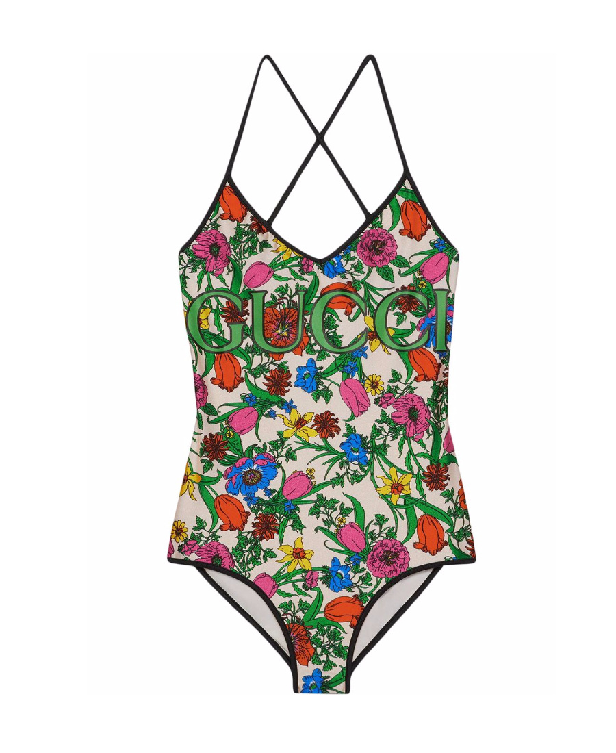 Gucci Pop Flora Print Swimsuit In Multicolor