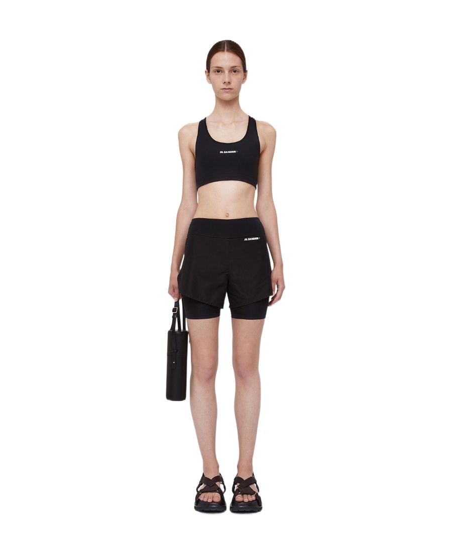 Jil Sander Logo Tech Layered Running Shorts In Black
