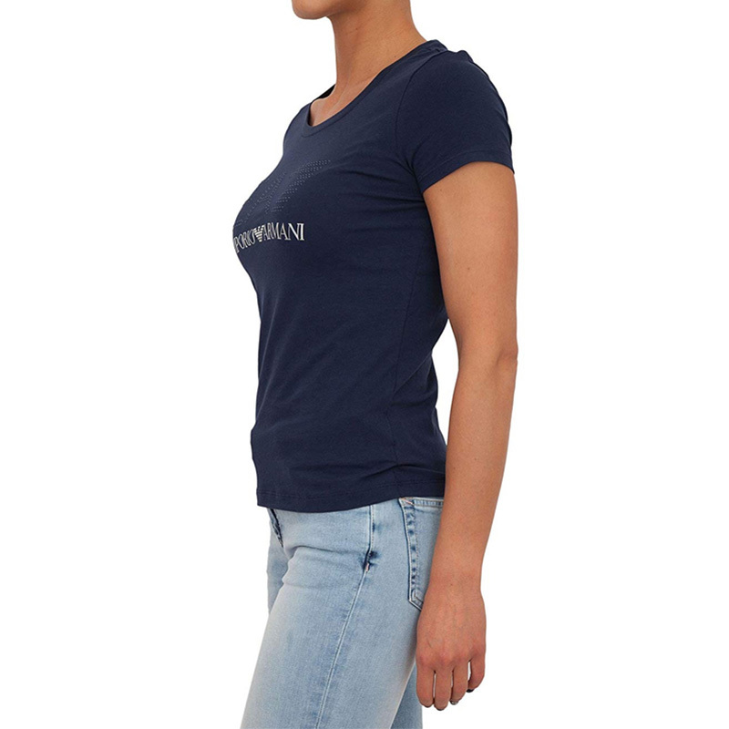 Ea7 Navy Blue Logo T-shirt In Black