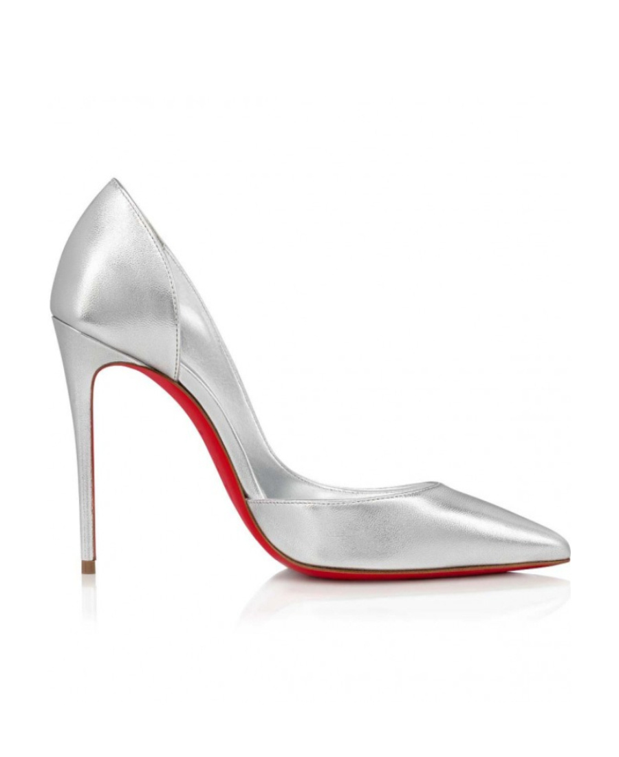 Christian Louboutin Iriza Metallic 100mm Heel Pumps In White