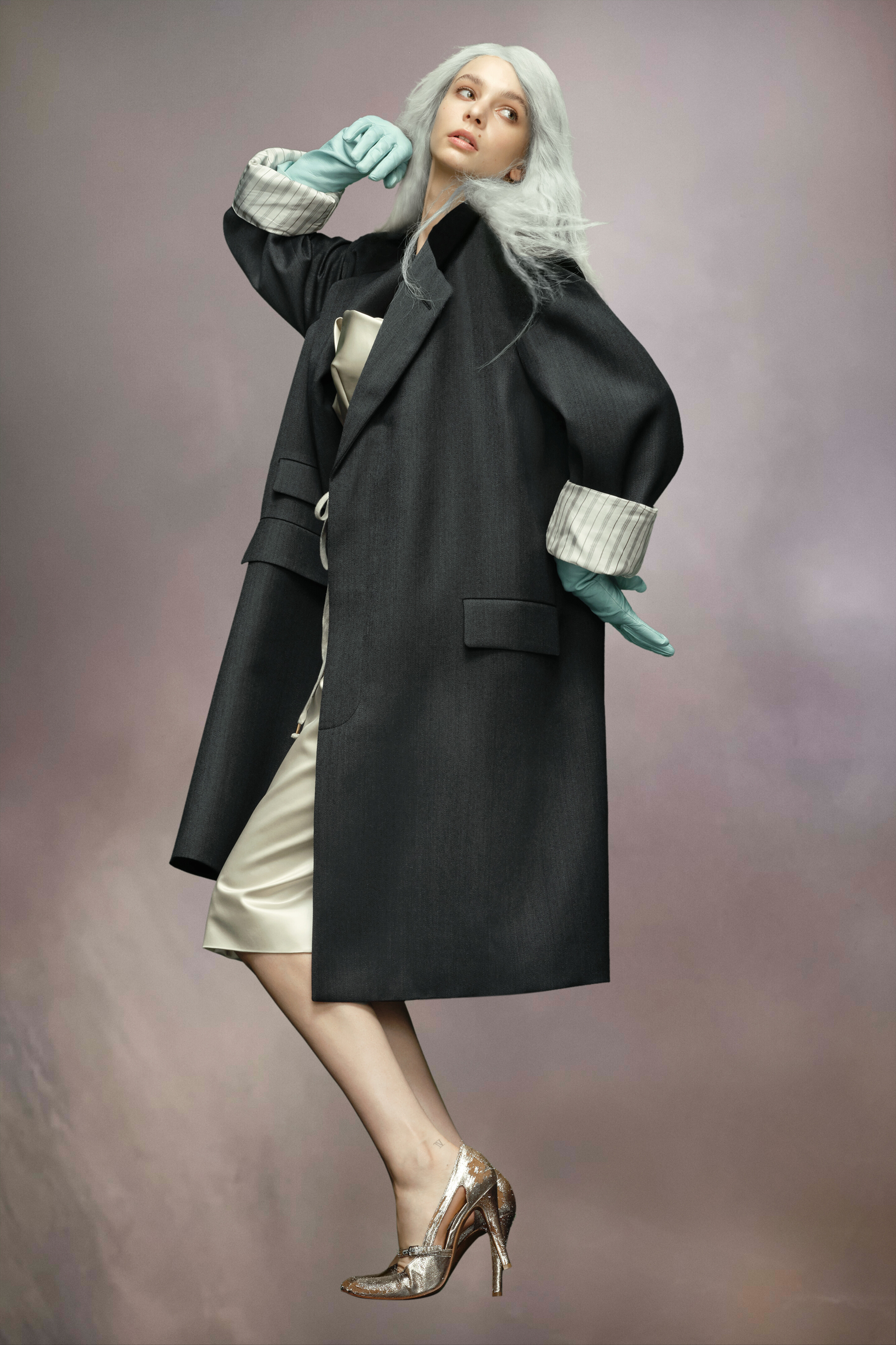 Maison Margiela Work-in-progress Wool Coat Man Charcoal In Black