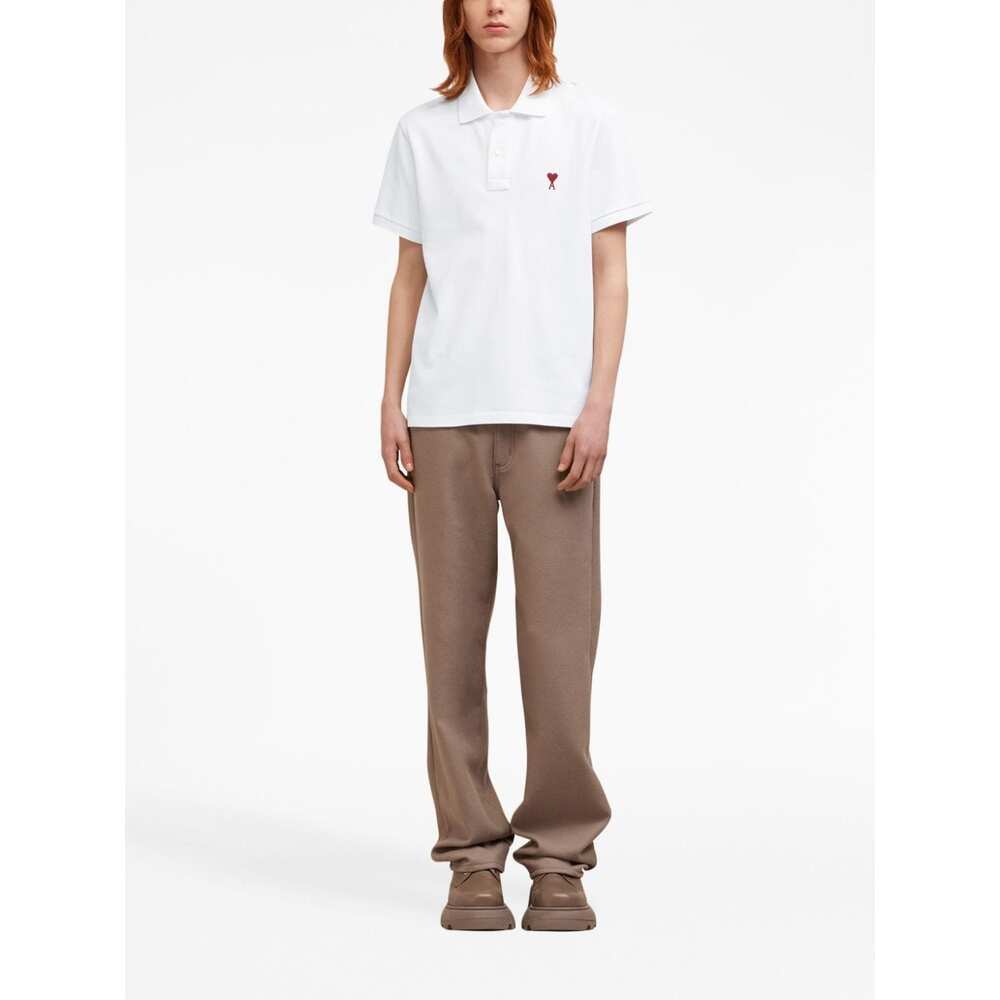 Ami Alexandre Mattiussi Organic Cotton Ami De Coeur Polo Shirt In White