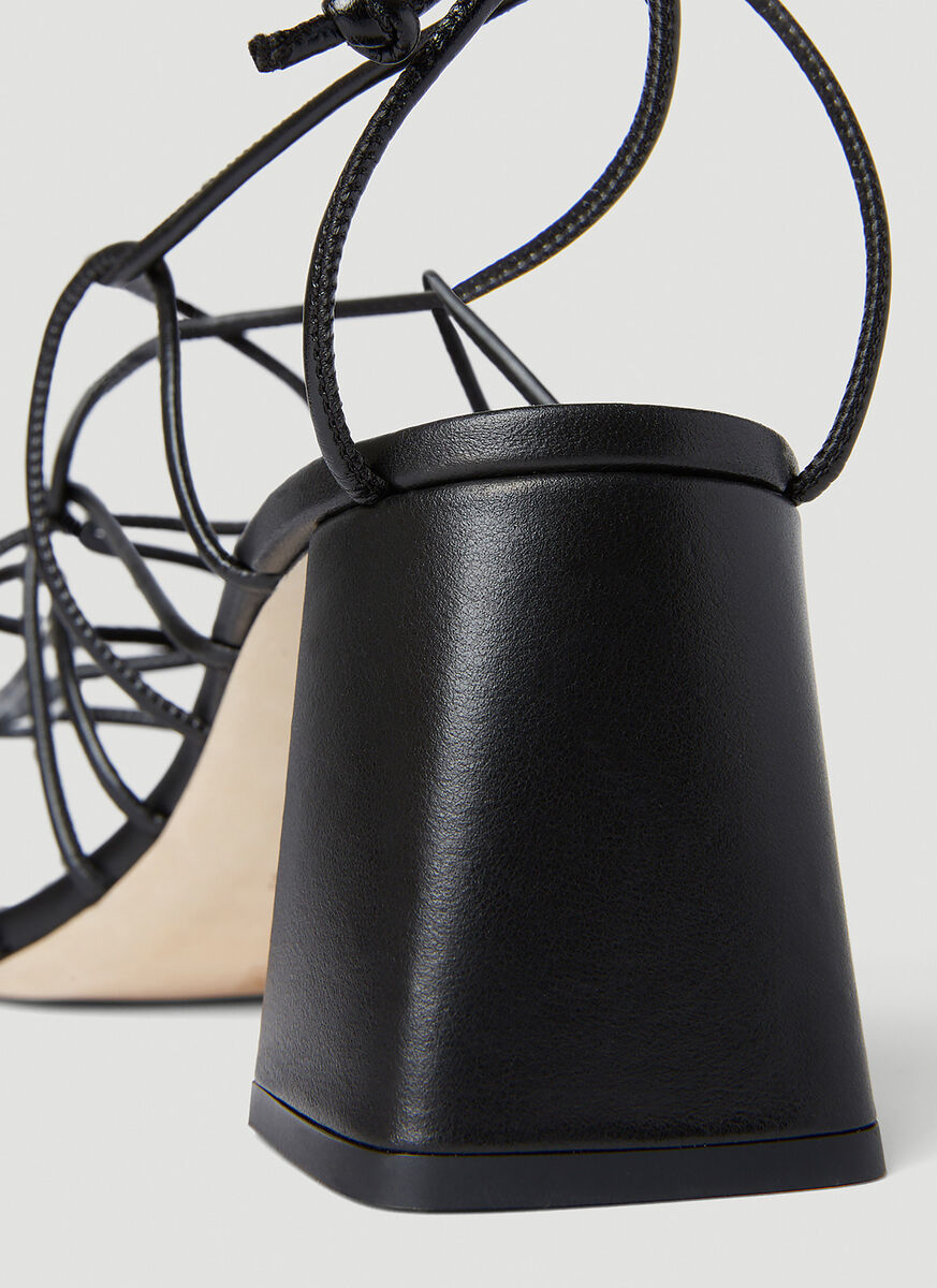 Shop By Far Block Heel Strappy Sandals In Black