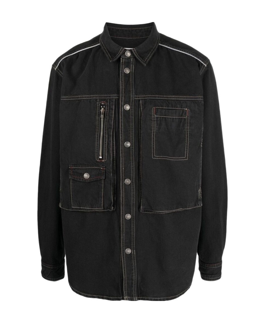 Isabel Marant Pascual Denim Jacket Chest Pockets In Black