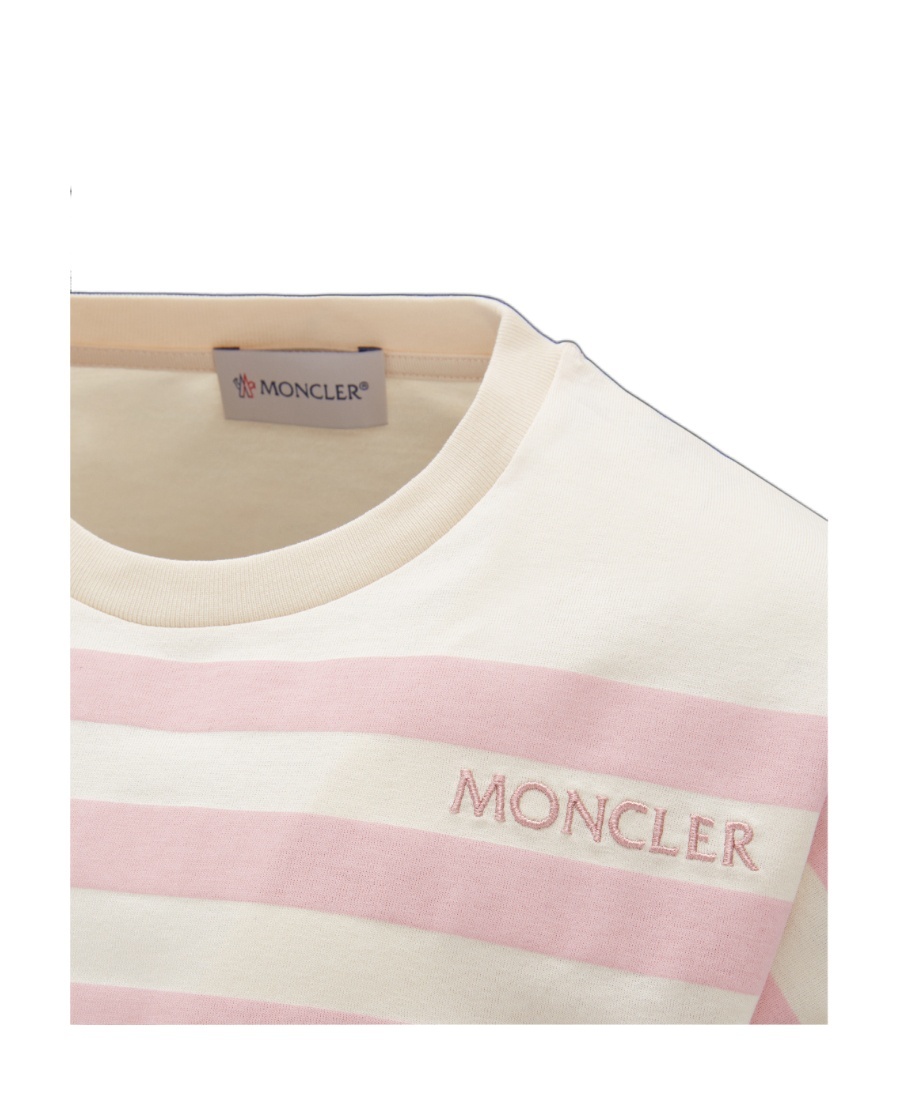 Moncler Embroidered-logo Cotton T-shirt In Nude