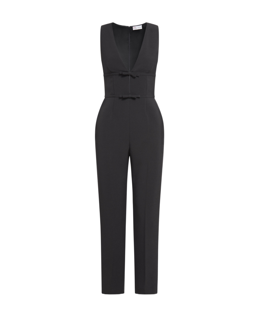 Red Valentino Redvalentino V-neck Sleeveless Jumpsuit In Black