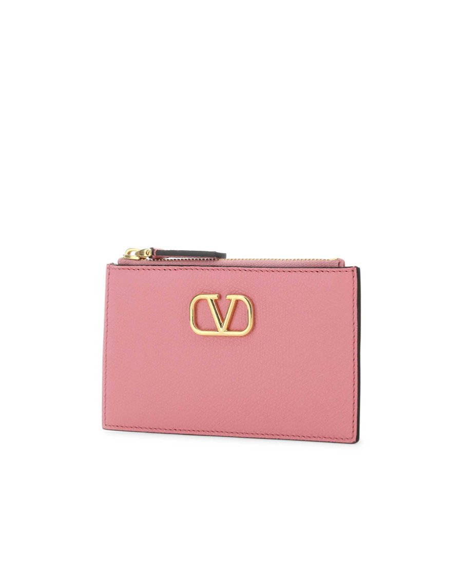 Valentino Vlogo Signature Leather Cardholder In Pink
