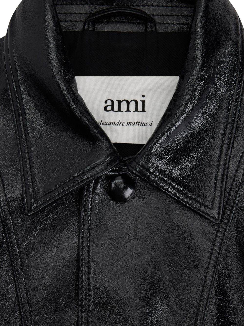 Ami Alexandre Mattiussi Ami Buttoned Leather Jacket In Black