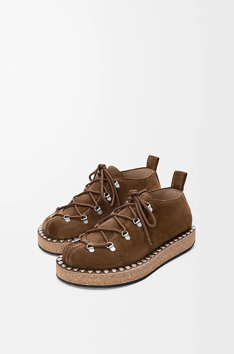 Loewe Mens Brown Rivet Suede Hiking Shoes Eur 44 / 10 Uk In Brown