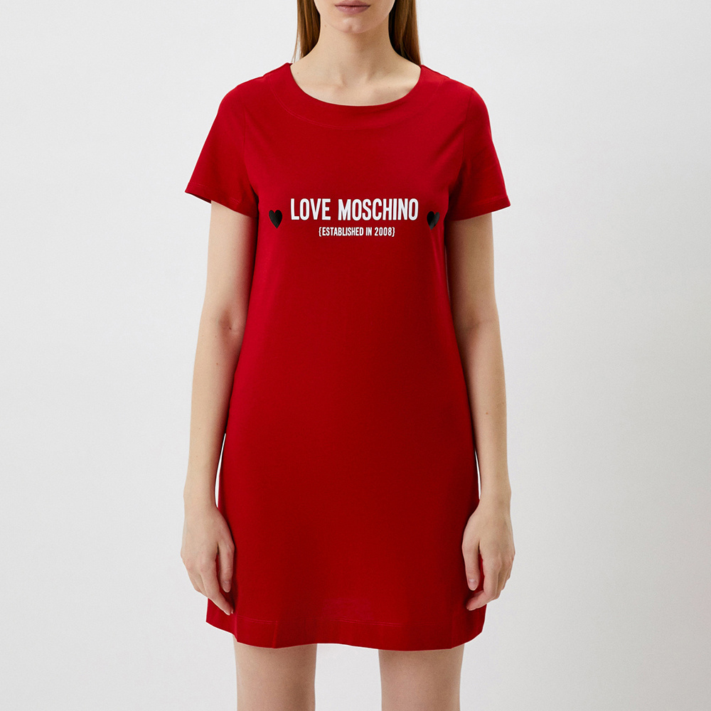 Moschino Logo T-shirt Dress In Red